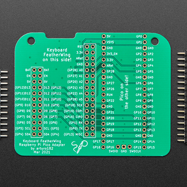 Raspberry Pi Pico Adapter PCB for Keyboard FeatherWing