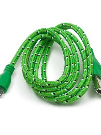 USB Patterned Fabric Cable - A/MicroB 1m