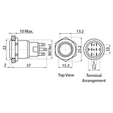 Metal illuminated pushbutton-Red Ring - Image 2