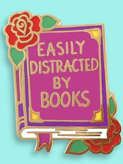 Easily Distracted By Books Lapel Pin