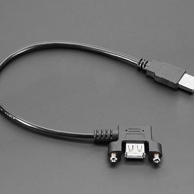 Panel Mount USB Cable - USB A Plug to USB A Right Angle Socket
