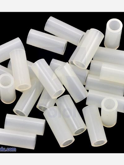 Nylon Spacer: 12mm Length, 5mm OD, 3.3mm ID (25-Pack)