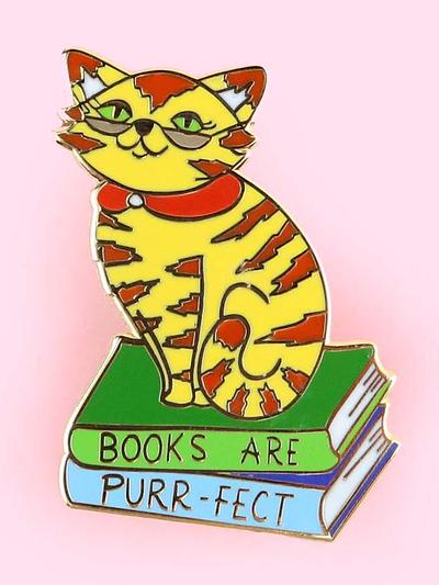 Books Are Purr-fect Cat Lapel Pin