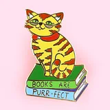 Books Are Purr-fect Cat Lapel Pin - Image 1