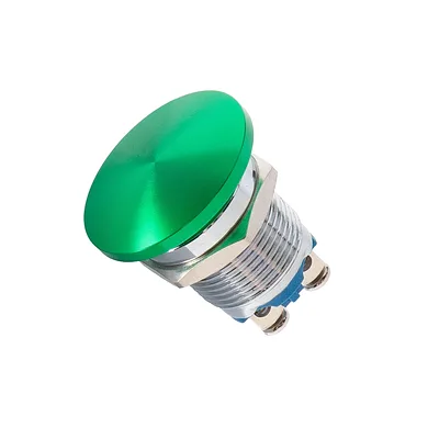 16mm Metal Mushroom Head Pushbutton - Green