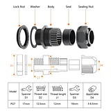 Waterproof Cable Gland PG7L Grey - 5 Pack - Image 5