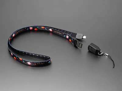 USB Cable Lanyard with USB-A and USB-C Tips