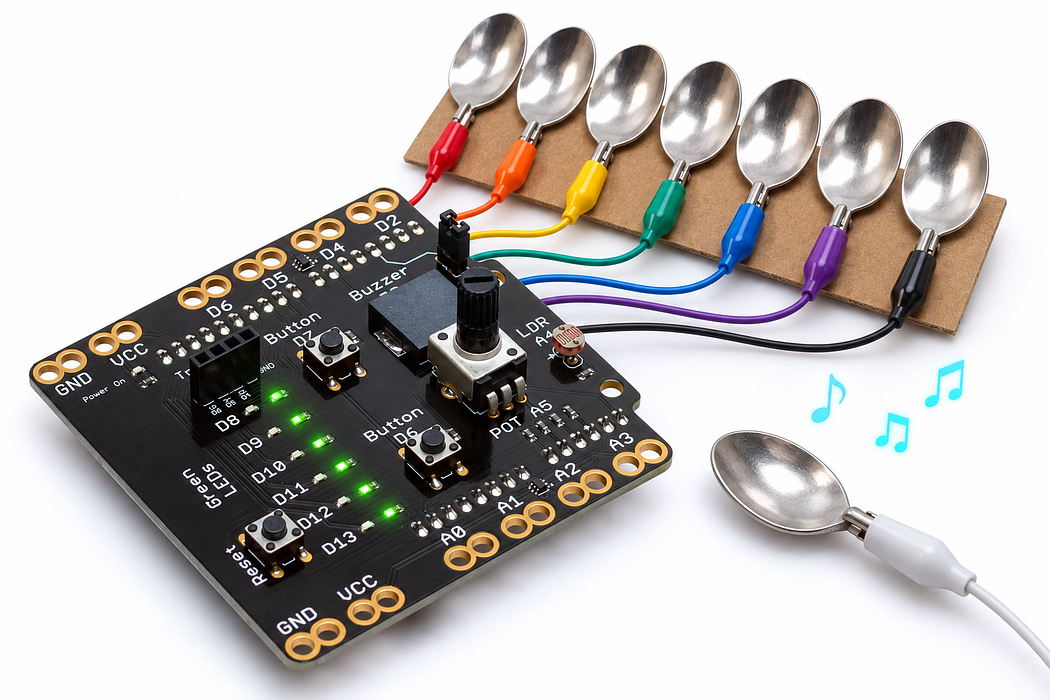 Build a seven-key spoon piano