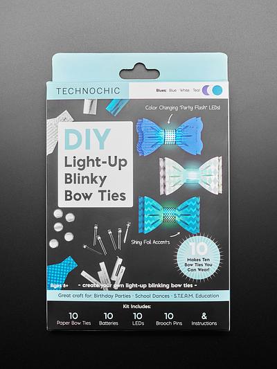 DIY Light-Up Blinky Bow Tie Kit - 10 Pack, Blue Shades