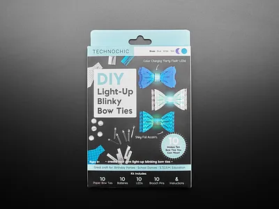DIY Light-Up Blinky Bow Tie Kit - 10 Pack, Blue Shades