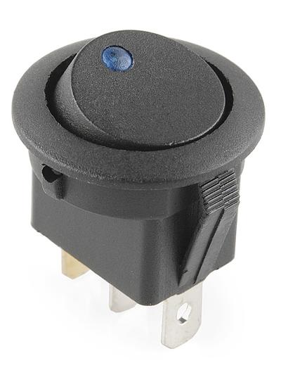 Rocker Switch - Round w/ Blue LED