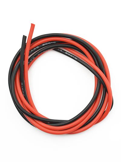14AWG High-Temperature Silicone Wire Pair - 1m Red/Black