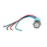 16mm Metal Latching Pushbutton with Yellow LED Ring & Wires - Image 2