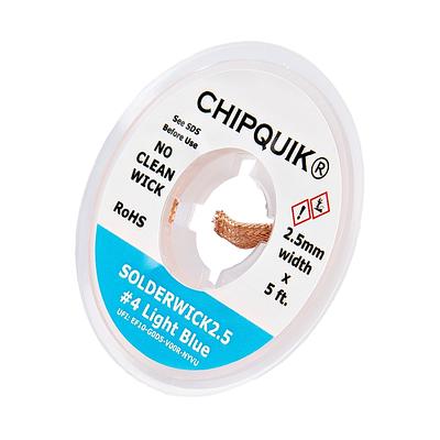 No-Clean Solder Wick #4 Light Blue - 2.5mm x 5ft
