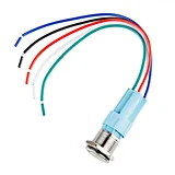 16mm Metal Latching Pushbutton with Yellow LED Ring & Wires - Image 3