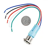 16mm Metal Latching Pushbutton with Yellow LED Ring & Wires - Image 4