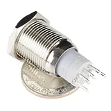 Metal Latching Pushbutton Switch - 16mm, Green LED Ring - Image 2