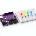 Light and fade five LED colours