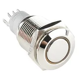 16mm Metal SPDT Momentary Pushbutton - Yellow LED Ring - Image 1