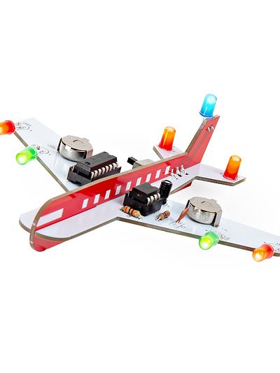 Flashing LED Airplane Soldering Kit - White & Red