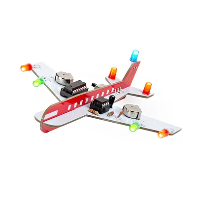 Flashing LED Airplane Soldering Kit - White & Red