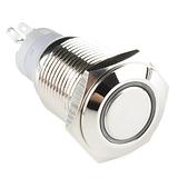 Metal Momentary Pushbutton with White LED Ring - 16mm - Image 1