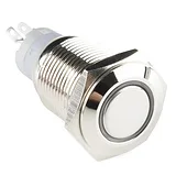 Metal Momentary Pushbutton with White LED Ring - 16mm - Image 1
