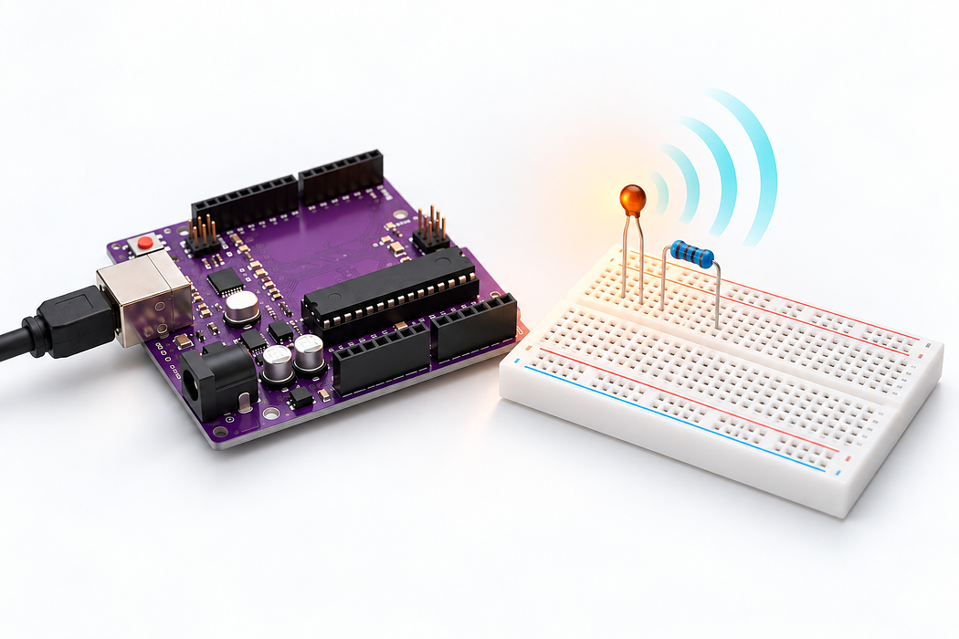 Watch temperature change with a thermistor